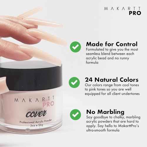 MakarttPro Acrylic Powder - 56g/2oz Nail Cover for Extension, Perfect for Professional Private Nail Technicians - Color: Cherry Mist
