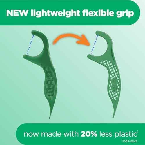 GUM Twisted Mint Floss Picks - Twisted Threads, Shred-Resistant Floss, Easy Grip Handle, 150 Count (Pack of 4)
