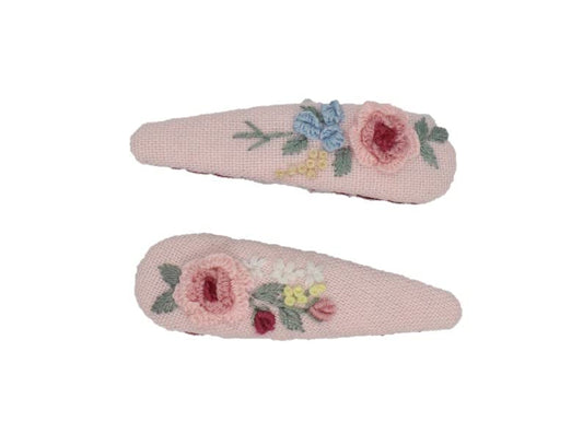 Set of 2 Cute Handmade Embroidery Hair clips, Vintage Embroidered Rose Flower Hair clips, Floral Hair Clips, Gift Daughter, Teenager, Woman, Girlfriend, Wife, Unique Hair Accessory, Pink, HC18