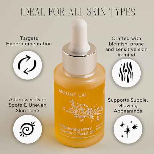 Mount Lai Vitamin C Facial Oil - Goji Berry Face Oil with Rosehip & Sea Buckthorn for Radiant Skin, Dark Spots & Luminous Glow, 30mL