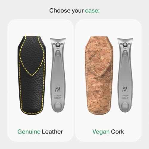 GERMANIKURE Professional Large Nail Clipper (8 cm) - FINOX Surgical Stainless Steel Manicure and Pedicure Tools in Leather Case- Ethically Made in Solingen Germany - 4712 - Travel Size Nail Care