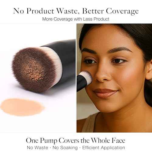 JoMay Flat Top Kabuki Foundation Brush for Liquid Makeup ? Vegan Makeup Brush for Liquid, Cream & Powder ? Dense, Soft Bristles for Flawless, Streak-Free Finish ? Black