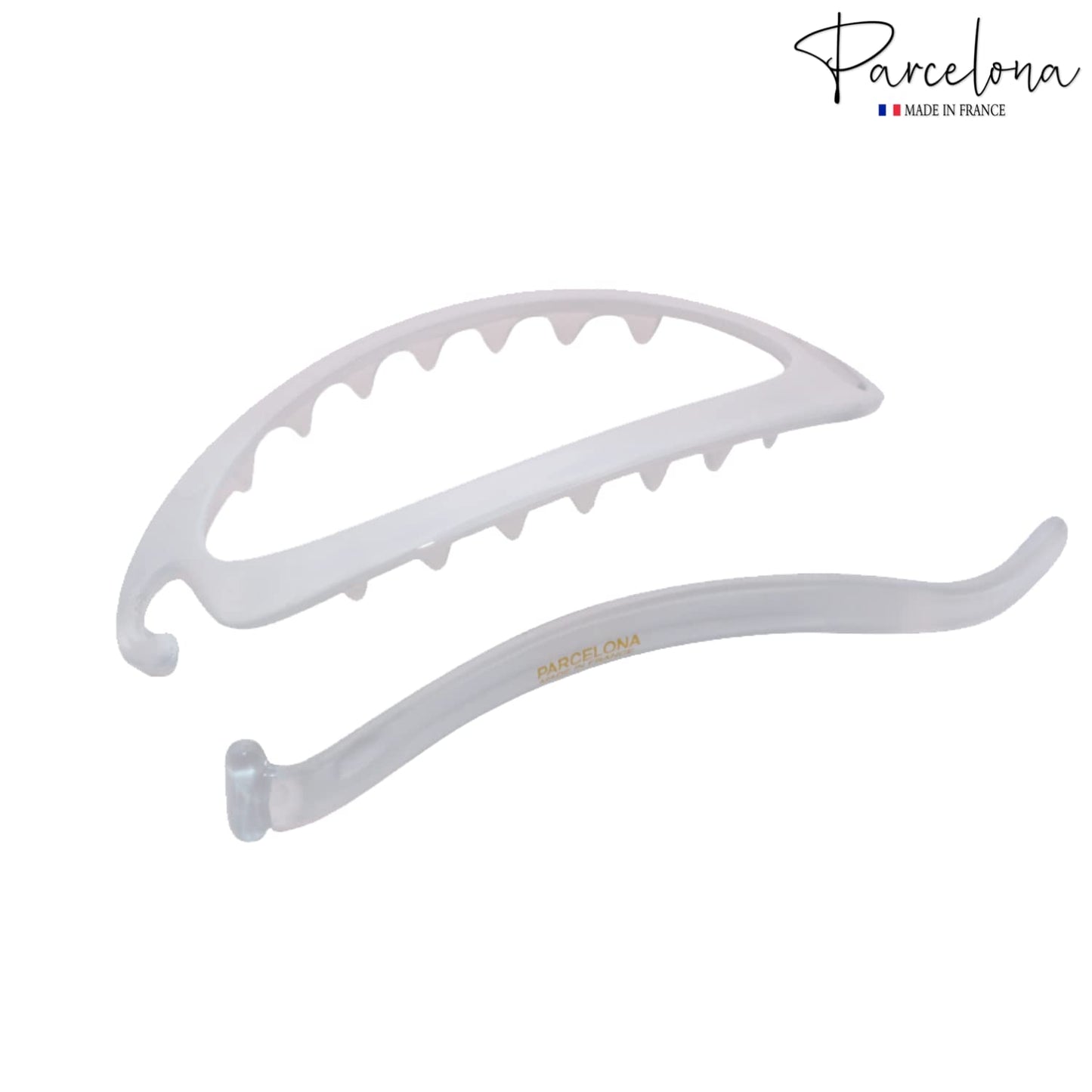 Parcelona French Oval Simple 4 1/4" Large Cellulose Acetate Metal Free Hair Barrette Clips Ponytail Non Slip Fashion Durable Styling Women Hair Accessories Hair Clip for Girls, Made in France(Solid