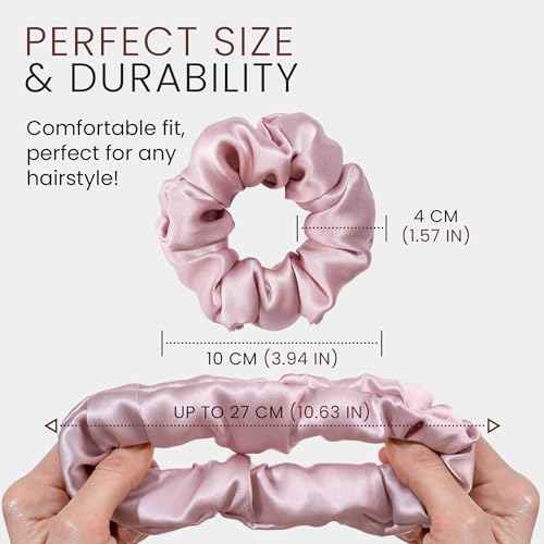 Wycare 100% Silk Scrunchies - Gentle on Hair Mulberry Silk Scrunchies for Women - Luxurious Sleep Ties for Women's Curly Hair (Set of 3 Nude)