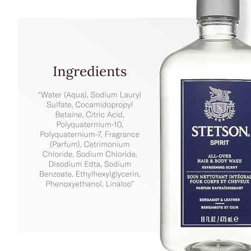SCENT BEAUTY STETSON Personal Care All Over Hair & Body Wash Moisturizing Body Wash & Shampoo - 16 oz - 3 Pack - Spirit