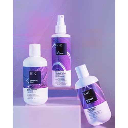 IGK BLONDE POP Purple Toning Shampoo Liter | Brighten + Neutralize Brass | Vegan + Cruelty Free | 33.8 Oz