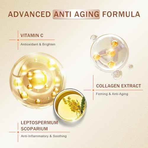 Vitamin C Serum for Face with Hyaluronic Acid, Boost Skin Collagen, Brightening, Antioxidant, Anti-Aging, Hydrate & Plump, Improve Appearance of Dark Spots, Tone, Fine Lines Facial Serum 30ml/1 fl oz