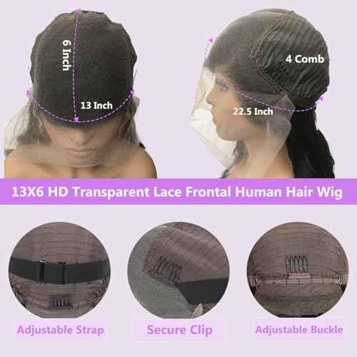 28 Inch 13x6 Lace Front Wigs Human Hair 200 Density Body Wave Lace Front Wigs Human Hair HD Lace Wigs for Women Pre Plucked Frontal with Baby Hair