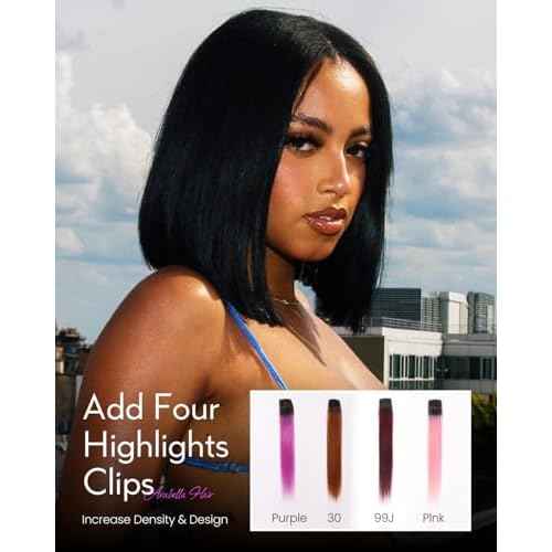 Arabella Hair Wear and Go Glueless Bob Wig Human Hair with 100g 4 pcs Brown Hair Clips 12inch 6x6 HD Lace Front Bob Wigs for Black Women Pre Cut Pre Plucked Pre Bleached Knots