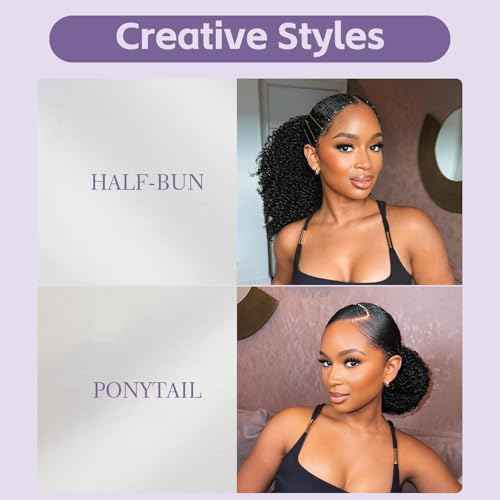 OQ Hair Afro Curly Half Wig Human Hair 180% Density 3 In 1 Beginner Friendly Glueless Wear and Go Kinky Curly Half Human Hair Wig for Women 16 Inch