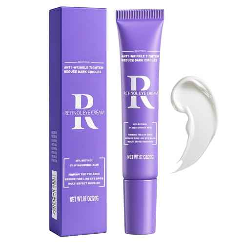 Retinol Eye Cream, Moisturizing Eye Care Daily Anti-Wrinkle Cream with 45% Retinol and 5% Hyaluronic Acid to Smooth & Moisturize Skin, Under Eye Bags, Reduce Wrinkles, Dark Circles(0.7 Ounces)