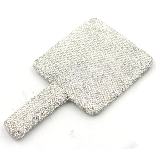 Bestbling Rhinestone Hand Mirror - Bling Mirror with Dazzling Rhinestones, Perfect for Makeup and Decoration - Ideal Gift for Women and Girls (Square Silver)