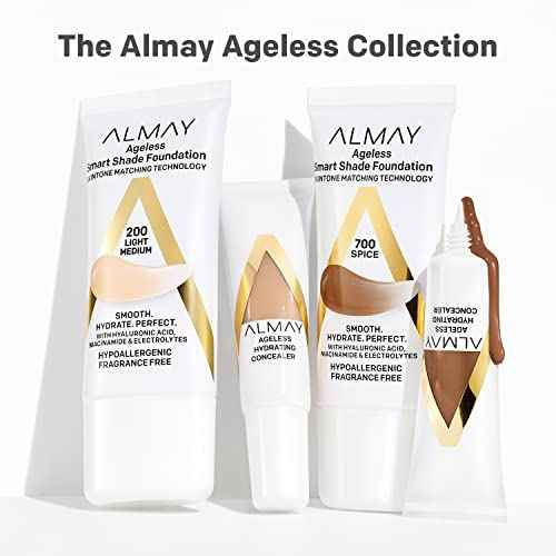 Almay Anti-Aging Concealer, Face Makeup with Hyaluronic Acid, Niacinamide, Vitamin C & E, Hypoallergenic-Fragrance Free, 010 Light, 0.37 Fl Oz (Pack of 1)