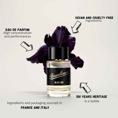 Borsalino Black Iris Perfume for Men ? Eau de Parfum ? Long-Lasting Fresh Woody Amber Cologne with Bergamot, Iris & Amberwood ? French Luxury Fragrance ? Popular Gift for Men