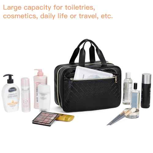 Telena Travel Toiletry Bag for Women with Hanging Hook, Water-resistant Cosmetic Bag Travel Organizer for Accessories, Toiletries, Shampoo