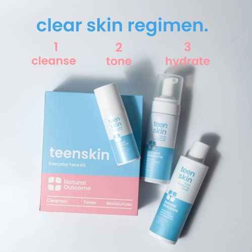 Teen Skin Care Kit 3-Step | Acne Face Wash Skin Care Regimen | Teen Skin Face Wash, Toner, & Moisturizer | Perfect for Teens Preteens & Kids Looking to Prevent Acne | 3 Pc Kit by Natural Outcome