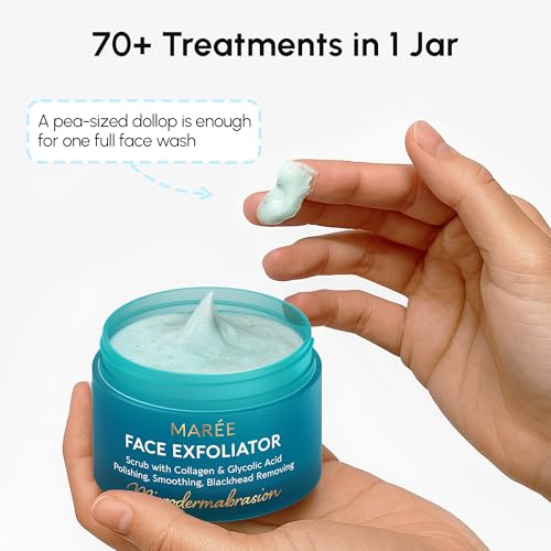 MAREE Face Exfoliator ? Microdermabrasion Facial Scrub & Exfoliating Face Wash for Women ? Collagen & Glycolic Acid ? Gentle Scrub and Exfoliant ? Men Exfoliating Scrubber ? Exfoliante Facial Cleanser