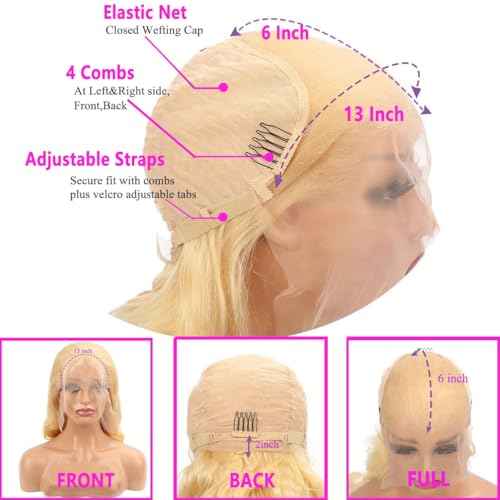 613 13x6 Lace Front Wig Human Hair 28 Inch Body Wave Blonde Wig Human Hair 613 HD Transparent Lace Frontal Wigs Human Hair Pre Plucked Blonde Wig