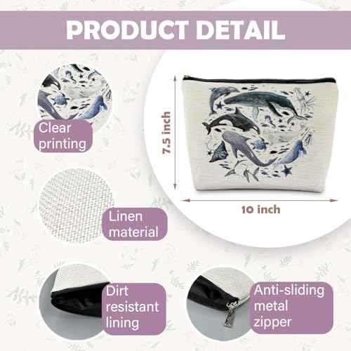 Ocean Animals Shark whale Makeup Bag, Marine Life Animals Cosmetic Bags for Women,Shark Gifts for Women