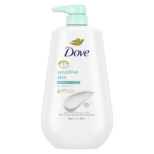 Dove Advanced Care Hand Wash Deep Moisture 4 Count for Soft, Smooth Skin & Body Wash with Pump Sensitive Skin Hypoallergenic, Paraben-Free, Sulfate-Free, Cruelty-Free
