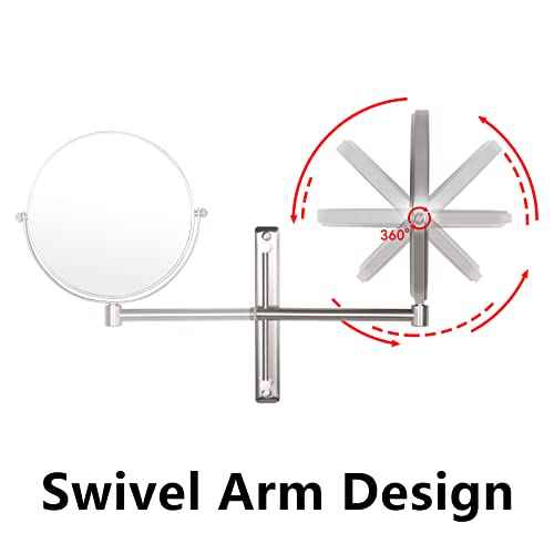 Nicesail 8 Inch Double-Side Wall Mounted Mirror Magnified 10x Makeup and Shaving Mirror Regular View and 10X Magnification, High Adjustable Nickel