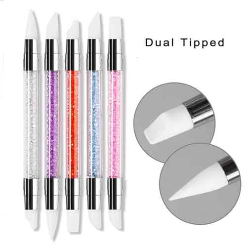 Silicone Sculpture Pen and Dotting Tool 10 Pcs Kit Double End Brushes for Nail Art Salon or at Home