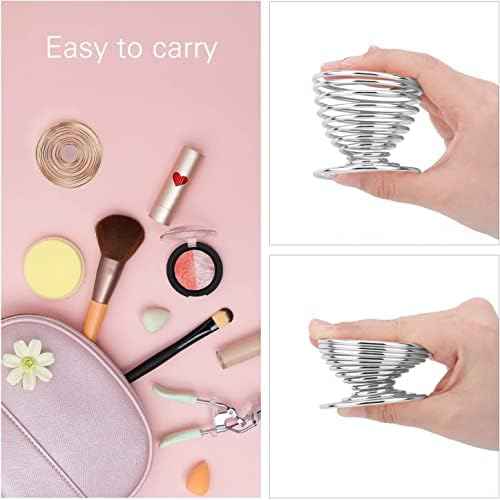 Luxspire Beauty Sponge Blender Holder, Makeup Blender Stand, Makeup Powder Puff Beauty Tool Dryer Drying Rack Egg Powder Puff Display Stand, Silver, 2 Pack