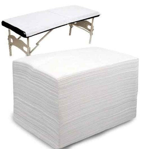 Disposable Single-Use Pre-Cut Bed Sheets for Massage, Spa | Nonwoven | Size: 30 x 71 Inch | 50 Pieces per Pack | Color: White | Disposable Bedsheets for Spa, Massage, Tatoo and Beauty Salon by KGS