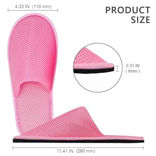 GONG GONG 6-8 Pairs Mash Cloth Disposable Slippers, Machine Washed & Reused, Closed Toe Guest Slippers for Guest, Bathroom, House, Hotel, Party, SPA