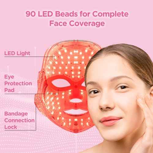 LED Light Therapy Mask(FM-01), Blue & Red Light Face Mask, Rechargeable & Portable for Travel and Home Use