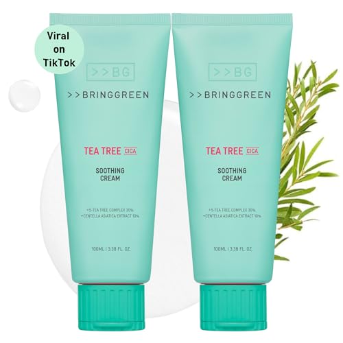 BRING GREEN Tea Tree Cica Soothing Cream Plus 100ml Korean Skin care (Pack of 2)