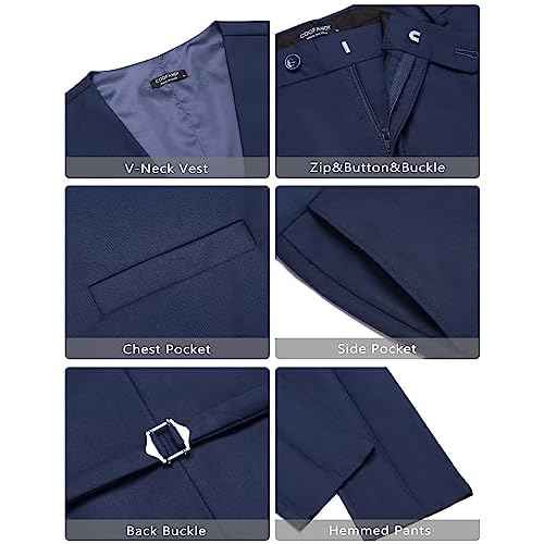 COOFANDY Men's 3 Pieces Suit Slim Fit Tuxedo Set One Button Shawl Lapel Dinner Prom Jacket Vest Pants with Tie