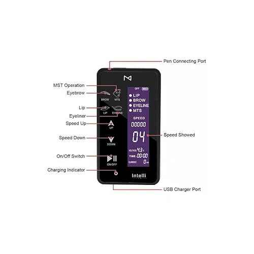 INTELLI Digita Permanent Make Up Machine Touch Screen Panel Multi Function By Mellie Microblading - LCD Control Panel - Ombr? Powder Brows. Lips & Eyeliner- Supply (Machine, Black)