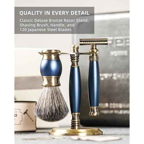 FREED Luxury Shaving Set for Men - Double Edge Safety Razor with alloy handle include 120 count Japanese 6cr13 Stainless Steel blade, It's the best gift for men, fathers,or birthdays