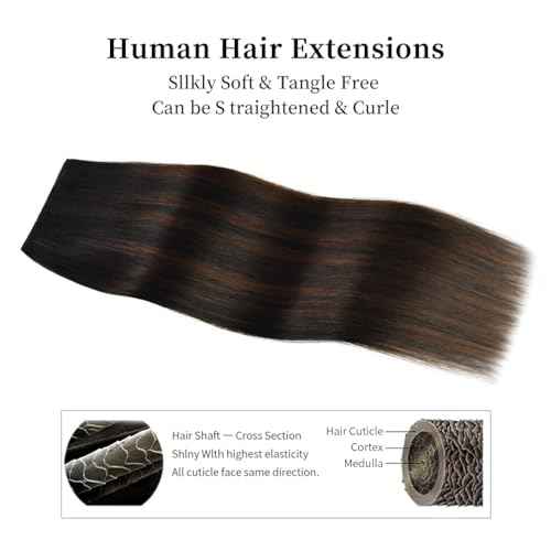 16 Inch Clip-in Hair Extensions Remy Human Hair for Women - Soft Handmade Real Human Hair Clip in Extensions, Straight, Thick, 125g 7pcs #(1BT4) P1B Color