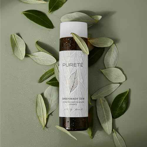 Puret? Greenwash Dew Essence infused with ECOCERT Matcha & Fermented Sake | Anti-Oxidant Hydrating Treatment Toner for Post-Cleansed Skin | Made in Japan | 6.7 oz.