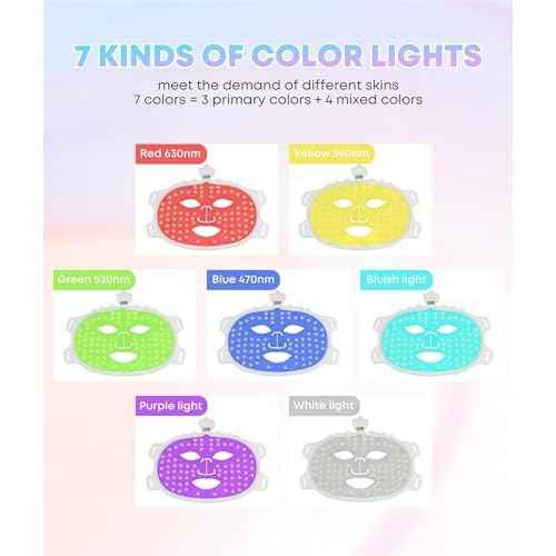 Red Light Therapy Mask for Face, 7 Colors LED Face Mask Light Therapy At Home, Led Face Mask Light Therapy, Green
