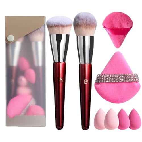 BS-MALL Foundation Makeup Brush & Powder Brush ? Professional and Durable 8-piece Set with 4 Mini Makeup Sponge 2 Triangle Powder Puff, Comes with Storage Barrel (withTravel Case)