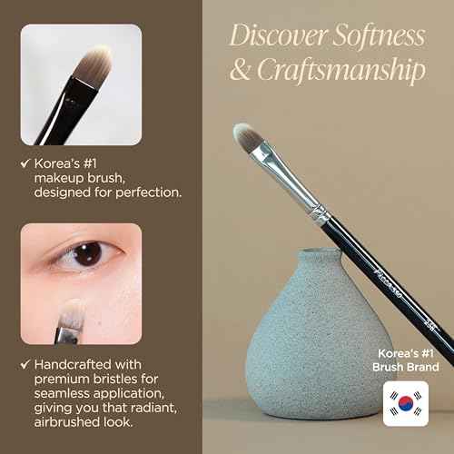 Piccasso 258 Concealer Brush ? Angled Face Makeup Brush for Under Eye Concealer, Nose Contour, and Liquid Blush, Korean Synthetic Makeup Brush for Precise Coverage and Blending