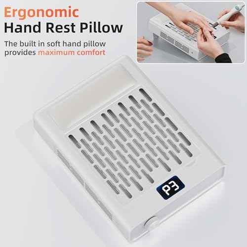 Nail Dust Collector, Professional Brushless Turbo 5 Speed Dust Collector Powerful Duster Machine Tool for Acrylic Nail Polishing