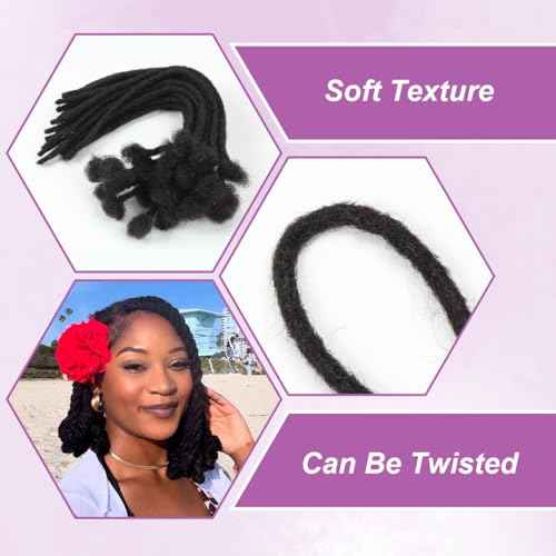 16 inch 50 Strands Loc Extensions Human Hair, 0.4cm Width 100% Human Hair Dreadlock Extensions for Men/Women, Can be Dyed Soft Dreads Extensions,613#Blonde