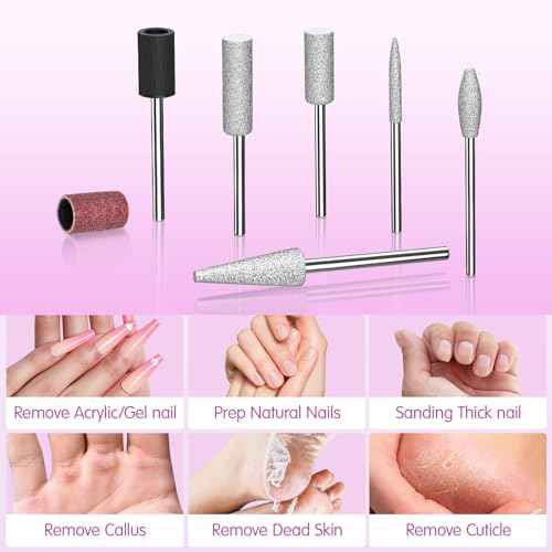Subay Electric Nail File - 35,000RPM Professional Efile Machine for Acrylic Gel Polish Removal, Nail Drills Manicure Pedicure Kit with 100 Sanding Bands