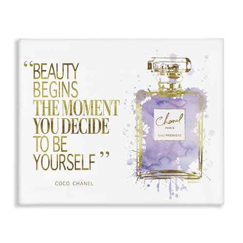 Stupell Industries Beauty Begins Designer Quote Purple Glam Perfume Bottle, Design by Amanda Greenwood