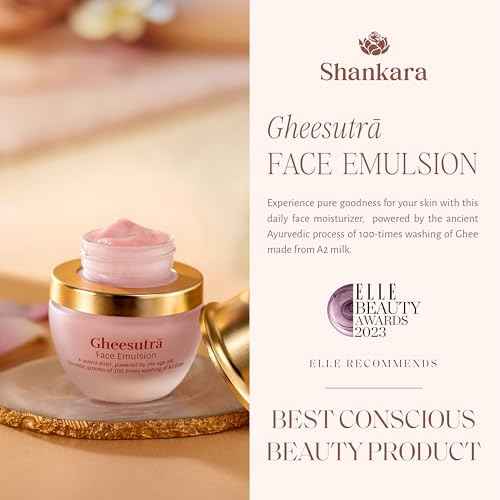 Shankara Gheesutra Face Emulsion with 100X Washed A2 Ghee, Hibiscus, and Vitamin C ? Daily Facial Moisturizer for Skin Firming, Toning, and Hydration ? Ayurvedic Skin Care for All Skin Types