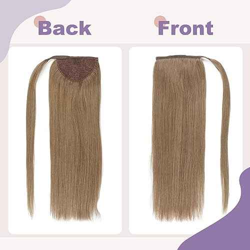 ABH AMAZINGBEAUTY HAIR Ponytail Hair Extensions Remy Human Hair for Women Ponytail Extensions Wrap in Pony Tail 100 Gram Ash Brown 8 Color 20 Inch