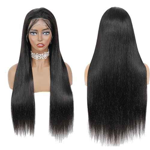 CHEETAHBEAUTY 13x6 Lace Front Wigs Human Hair 20Inch HD Transparent Lace Frontal Wigs 220% Density Brazilian Virgin Straight Human Hair Wigs for Women Pre Plucked with Baby Hair Natural Color