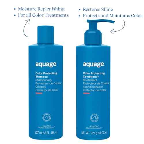 AQUAGE Color Care Regimen Bundle, Color Protecting Shampoo & Conditioner, Restore Health and Shine, Maintain Color Treated Hair, 8 Oz. Each