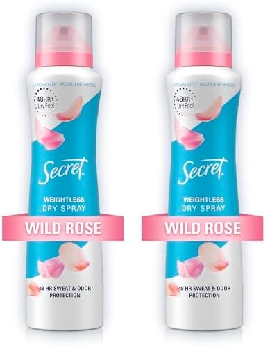 Secret Dry Spray Antiperspirant Deodorant, Wild Rose and Argan Oil, 4.1oz (Pack of 2)