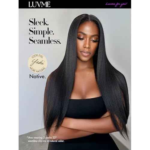 LUVME Yaki Straight Seamless 2 Pack 220g 14Pcs Clip in Hair Extensions Full Max with 14inch Remy Human Hair Extensions, Natural Black 100% Real Soft Hair