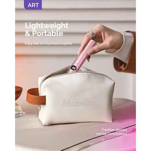 MelodySusie Handheld Cordless UV Nail Lamp with LCD Display & Optical Lens, P-Art01G Rechargeable Mini UV LED Light Flash Cures All Soft Gels, Especially Rhinestone Glue & Liner Gel Pink